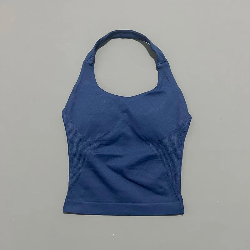 Lennox Active Longline Halter Top - Ink Blue