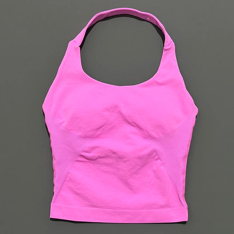 Lennox Active Longline Halter Top - Blossom Pink
