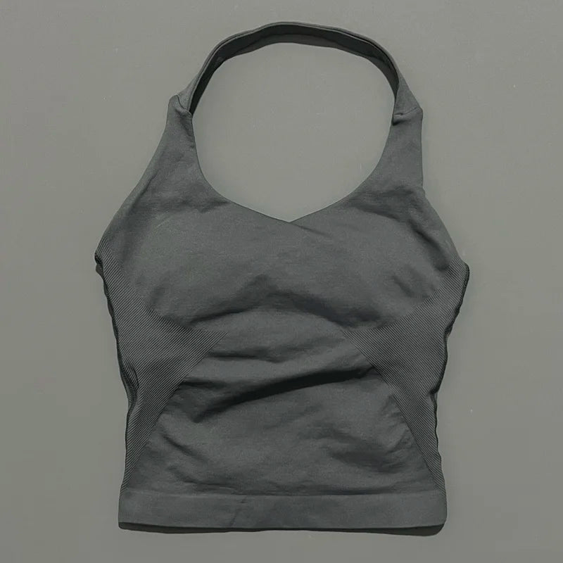Lennox Active Longline Halter Top - Shark Gray