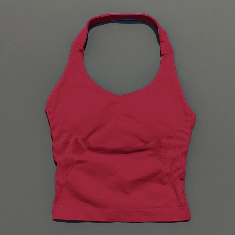 Lennox Active Longline Halter Top - Wine Red